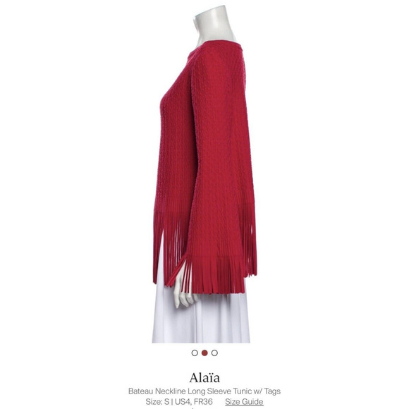 ALAIA BATEAU NECKLINE LONG SLEEVE FRINGE TUNIC reg. $2,850 - Picture 3 of 6